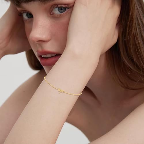 Image of DOVRAN 9K /10K /14K Gold Butterfly /Dragonfly /Hummingbird Bracelet for Women Real Yellow Gold Animal Bracelet Jewelry Birthday Gifts for Mom Wife
