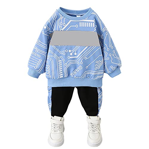 Conjunto de Moletom Infantil de 2 Peças, Pulôver Com Estampa de Letras, Ecológico para Meninos para