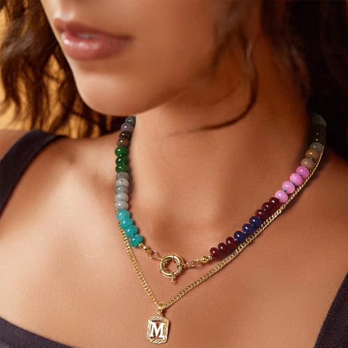 KELORIS PATH Beaded Necklaces for Women, Colorful Gemstone Bead Choker for Summer Beach, Natural Stone Boho Handmade Trendy Jewelry Gifts4