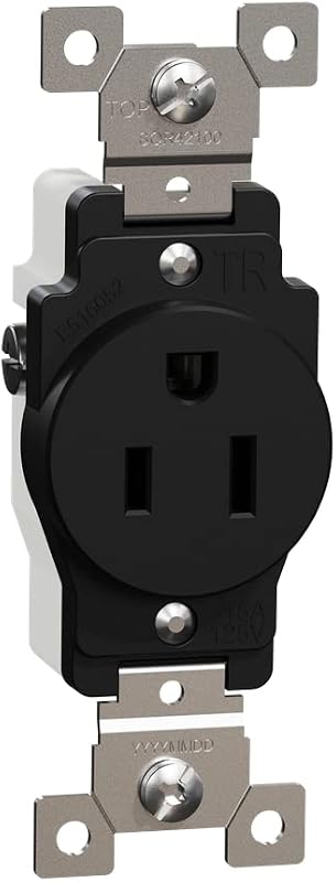 Square D X Series 125V Tamper Resistant Heavy Duty Single Outlet, 15 Amp, Matte Black