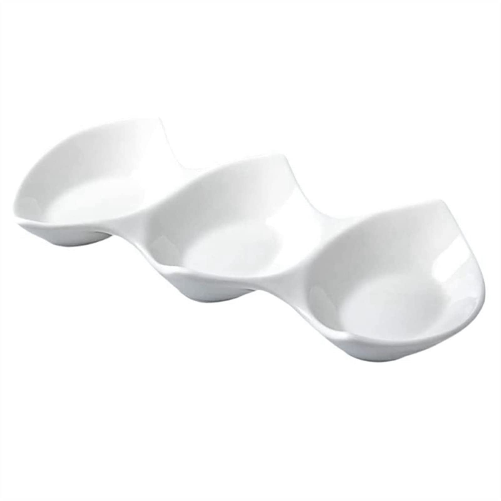 Cuenco de cerámica para ensaladas, plato para salsas, cuenco triple de doble punta, cuenco de cerámica para aperitivos, cuenco para platos de acompañamiento para restaurantes de hoteles, cuenco para