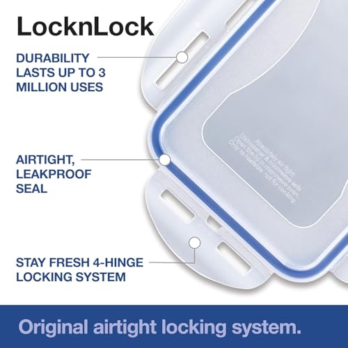 Image of LocknLock Airtight Food Containers With Lid | Leak Proof, BPA Free Plastic Container For Kitchen Storage | Microwave Safe| Fresh Fruits,Vegetables Containers for Fridge Organizer - Rectangle, 1.6L