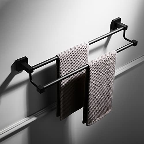 Porte-serviettes en acier inoxydable à double tige avec fixation murale robuste - 2