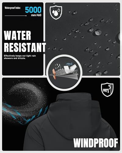 33,000ft Men's Rain Jacket Waterproof Lightweight Raincoat Packable Rain Shell Windbreaker with Hood for Golf Hiking Travel2