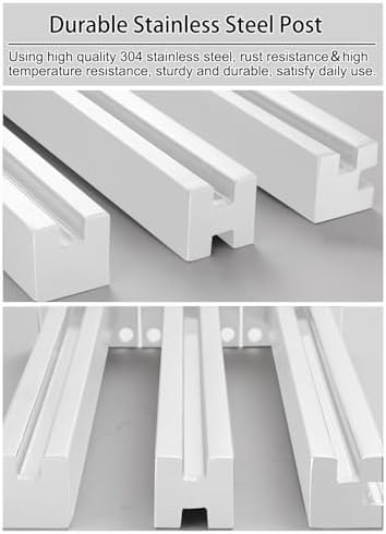 White Glass Railing Post Kit, 304 Stainless Steel Balustrade for Balcony, Patio & Porch, Floor Mount Column, White Mid Post, Height 110cm/43.3" - Durable & Stylish Guardrail