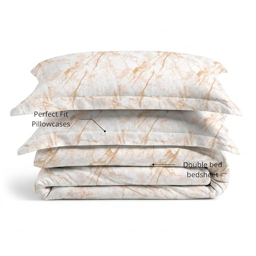 Image of VELOURA Tie-Dye Bedsheet Set, 100% Cotton, King Size 108x108 Inches, 300 Thread Count, with 2 Pillow Covers, Light Yellow