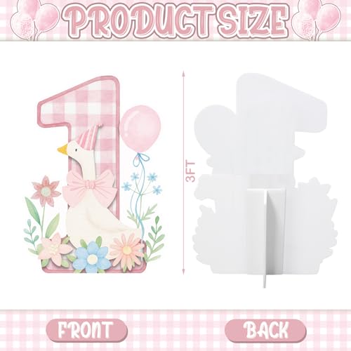 Image of Croblissful One Silly Goose Party Decorations 1st Birthday Backdrop Duck Animal Background Prop for Birthday Baby Shower Party Supplies(Light Pink,One Goose)