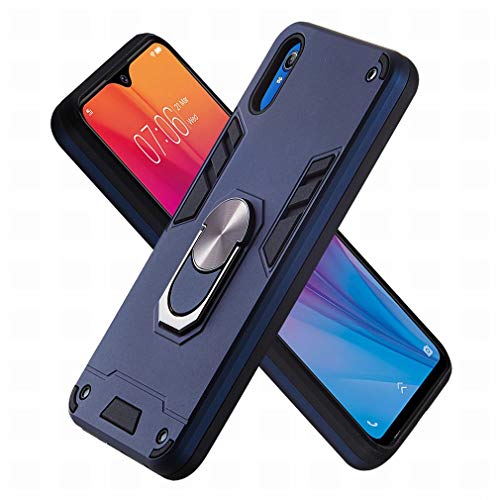 LEMORRY vivo Y90 Case, Armor Cover Dual Layer Soft TPU Silicone + Hard PC Shell with 2in1 Ring-Stand & Car Holder, Shockproof Slim Fit Case Cover for vivo Y90, Sapphire
