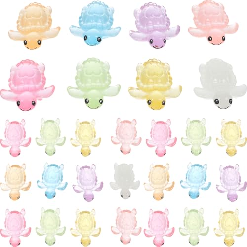 Mipcase 32個 夜光ミニカメフィギュア 樹脂製耐久性あり 小型装飾品 ガーデンやデスクトップ用 向け に