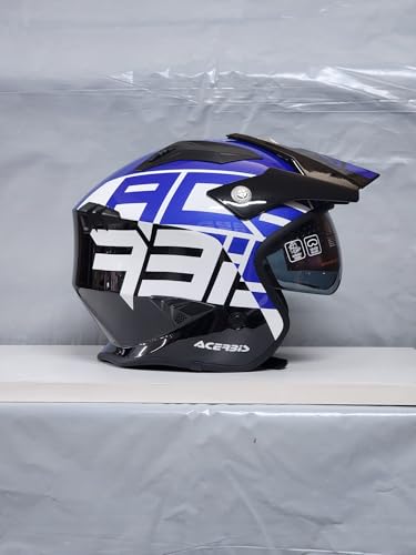 MC Casco Moto Acerbis Helmet Jet Aria Trial 2206 Negro Azul Blanco Talla S