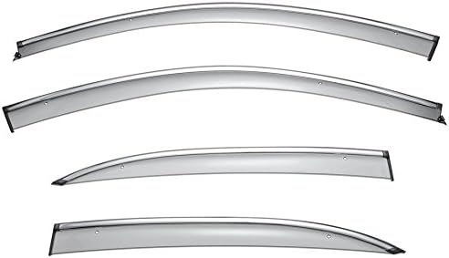 WellVisors Window Visors Wind Deflectors Compatible with Chevrolet Chevy 2013-2015 Malibu Sedan with Chrome Trim Rain Guards 3-847CH004