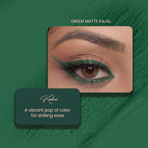 Image of Parul Garg Beauty Bold Define Matte Kajal Pencil| Smooth Glide For Waterline & Lash Line | Everyday Wear | Long-Lasting, Vegan & Cruelty-Free (Kuhu), Green