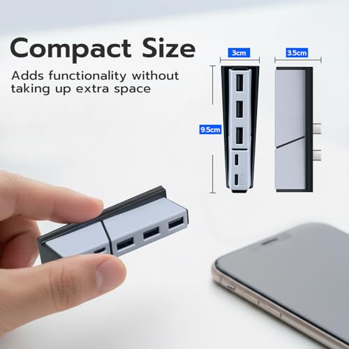 Mcbazel Hub USB Adattatore Hub di Estensione 5 Porte Ad Alta Velocità per PS5 Slim/PS5 Pro, Non per PS5
