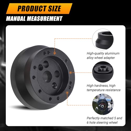 CNSPEED 5 & 6 Hole Steering Wheel Hub Adapter for GMC Chevy Pontiac Cadillac Truck Pickup (Black) - Thumbnail 6