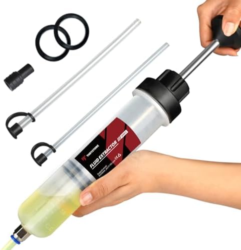 Thorstone 200cc Automotive Fluid Extractor Pump, Manual Oil Change Syringe with 2pcs 22cm PVC Suction Tubes