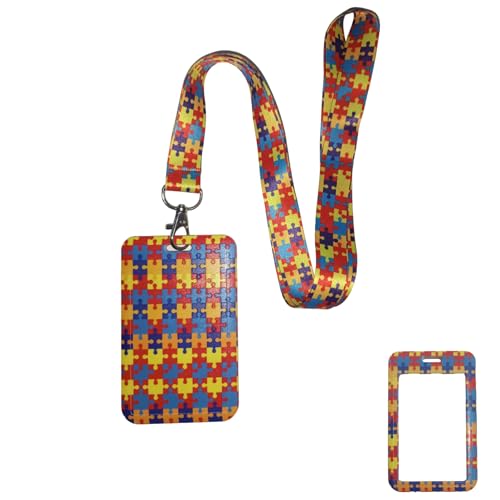 Cordão Autismo Quebra Cabeça Colorido Porta Cartão Autista Tdah Bilhete Único Abre E Fecha Autista