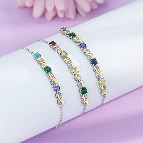 Nobelook Personalized Infinity Bracelet With 3 Names Birthstones Bracelet For Women, Customized Birthstone Bracelet For Mom Family Tree Name Jewelry Gifts For Mothers Day Birthday Christmas #TOP3