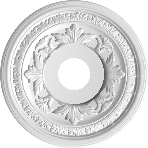 Image of Ekena Millwork CMP16BADST Baltimore Thermoformed PVC Ceiling Medallion (Fits Canopies up to 6 1 /2 inch), 16 inchOD x 3 1 /2 inchID x 1 inchP, Universal Aged Metallic Weathered Steel