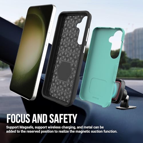 Image of NOXO Ultra-Hybrid Triangle Back Case Cover for Samsung Galaxy S25 Fe, | Shockproof Design | Camera Protection | Soft TPU & Rugged PC | Bumper Case Cover for Samsung S25 Fe, (Mint Grean)