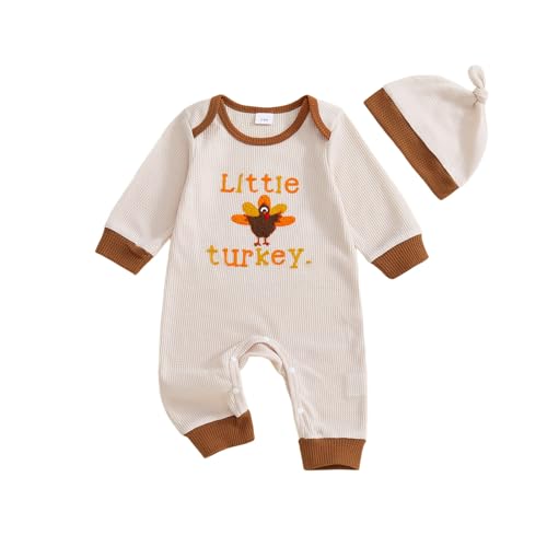 Ayalinggo Thanksgiving Baby Boy Outfit My First Thanksgiving Little Turkey Romper Onesie Fall Newborn Halloween Clothes (little turkey 0-3 Months)