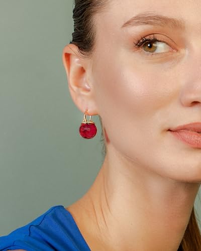Image of Crystal Earrings for Women, Sparkly Austrian Crystal Disco Ball Earrings, 18K Gold Plated Post Drop Earrings with Colorful Spheres, Hypoallergenic & Lightweight, Ideal Gift for Her