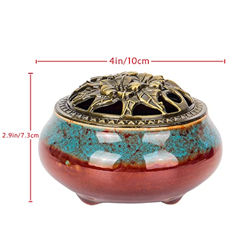 Bivinar Incense Burner, Lotus Incense Holder For Cones, Incense Burner For Charcoal Disc, Resin, Sage Cones And Palo Santo (Blue) #TOP2