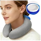 EHERDM U-Shaped Hot Water Bottle with Fleece Cover 850ML Hot & Cold Water Bag Therapy Heating Pad for Pain Relief Neck Shoulder Hand Warmer Relaxing Protection Blue