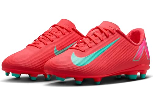 Nike Jr. Mercurial Vapor 16 Club Little/Big Kids' MG Low-Top Soccer Cleats (FQ8286-800, Ember Glow/Aurora Green)2