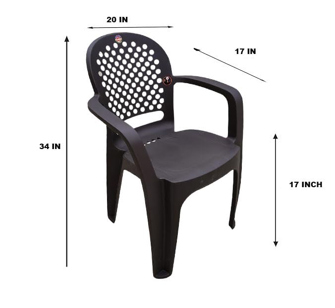 Image of Cello Crystal Armrest Plastic Chair with Matt Finish | Chairs for Home, Garden, Living Room Indoor and Outdoor Use (Colour: Brown, Set of 2)