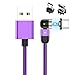 NJZYB Magnetic Cavo di Ricarica, 3-in-1 Magnetic Cavo di Ricarica USB a 360 ° e 180 ° di Rotazione Capo, Trasmissione di Dati Veloce Cavo di Ricarica, per Micro, Type-C & iProduct Devices,Viola,3.3FT