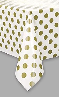 Ayush party Plastic Gold Polka Dot Tablecloth, 9ft x 4.5ft