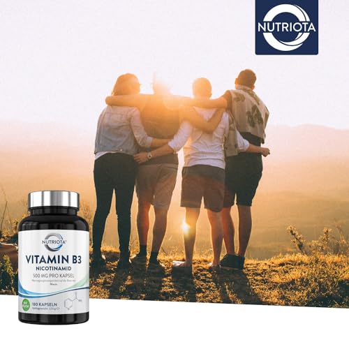 Vitamin B3 Niacinamid 500 mg, 180 vegane Kapseln ohne Flush-Effekt