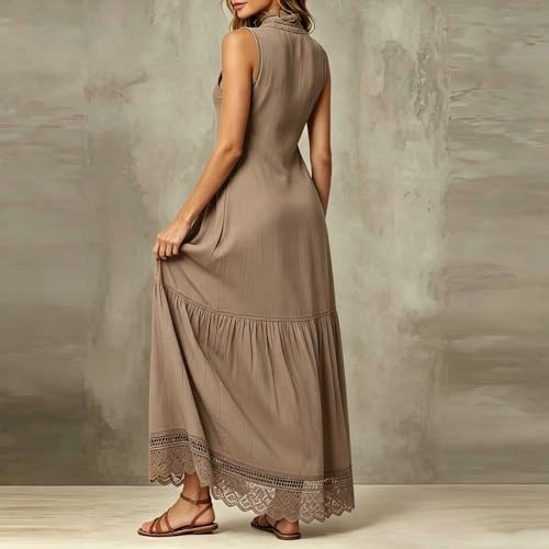Robe longue sans manches fluide décolleté V robe été légère plage