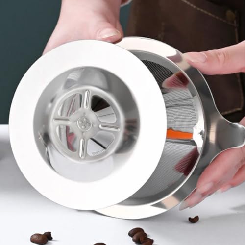 Coador Filtro De Café Aço Inox N103 Grande Com Suporte Reutilizavel Lavavel Malha Ultra Fino Portati