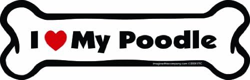 Imagine This Bone Car Magnet, I Love My Poodle, 2-Inch by 7-Inch