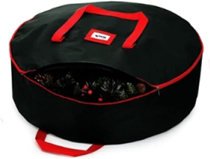 LELAMP 30 Inch Large Xmas Wreath Storage Bag with Handle Double Zip Oxford Decorative Wreath Holders for Garlands Ornaments Storage Bags