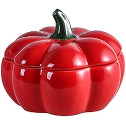 Cazuela En Forma De Calabaza ZCED Olla De Calabaza De Cerámica Cazuela De Cerámica Forma Exquisita con Tapa Fuerte Y Duradera Adecuada para Sopa Estofado Leche Caliente Salud,Red