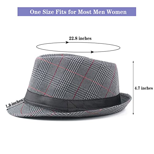 Ultrafun 5 Pack Short Brim Fedora Classic Summer Beach Sun Hat Panama Cap for Men Women