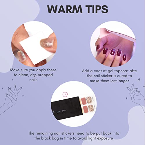 Makartt Semi Cured Gel Nail Strips Gel Nail Polish Sticker Gel Nail Stickers Glossy Full Nail Wraps For Women With Nail File, Nail Wipe And Wood Stick Easy & Quick Nail Art 20 Strips（Blue Blooming） #TOP5