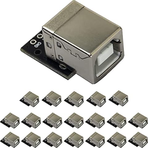 risingsaplings 20 szt. żeńskich złączy USB typu B, 4-pinowy konwerter wyjściowy PCB 2,54 mm / 0,1 cala