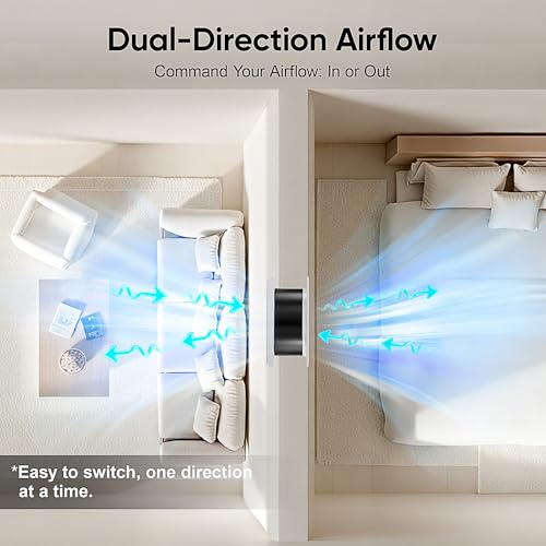Image of 2PCS 8 inch Room to Room Air Transfer Fan with Remote, Through Wall Fan | 2PCS 8 inch Room to Room Fan with Temperature Control, Reversible Airflow Design, 10 Speeds, Quiet Balance Exhaust for Closet