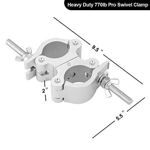 2 Inch Pro-Swivel Truss Clamp, 2 Pack Eyeshot Heavy Duty 770Lb Swivel Coupler Truss Clamps, Dual Head Turn As Needed Two 360 Degree Lighting Clamps, Fit Pipe/Truss Od 48-52Mm #TOP5