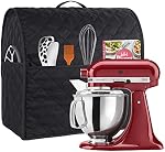Couverture de mélangeur de stand compatible avec le mélangeur d'aide à la cuisine, convient à toutes les têtes de tilt & Modèles de lifting de bol avec 3 Sac d'organisateur pour accessoires.avec poignée imperméable. Nettoyage facile... (pour Tilt Head 4.5-5 Quart, Noir)