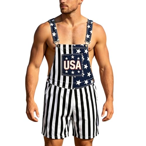 Qaezyco Toddler 4th Of July Outfit Girl,American Flag Overalls Men 4Th Of July Independence Day Patriotic Pride Shorts Romper Festival Fashion Coveralls(22_Navy,X-Small)
