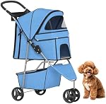 BestPet 3 Rouleaux de chien de roue Poussette de chien chat Poussettes de transport Transporteur pliant T13 bleu