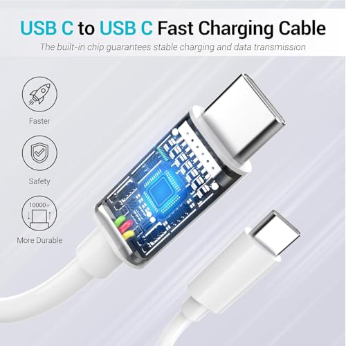 Image of Original Type C 25W 1M Fast Charging Cable Type-C Cord Compatible with Galaxy S25,S25 Plus,A15,A14,M14,F14,M34,A34,A54,S21,S22,S23 and Other USB C Devices High-Speed & Data Transfer,White