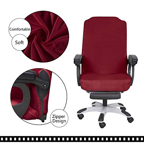 Image of SARAFLORA Office Chair Cover- Large, Burgundy- Removable Computer Chair Cover for Office Chair with Zipper for Universal Rotating Chair Desk Chair Cover High Back Chair Seat Washable Protector for Pet