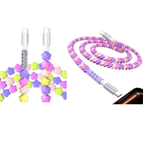 2 Pack USB C Cable Beaded 3FT,Cute Fast Charger Cable for iPhone 17 Pro 17e 16e 16 15,60W 45W USB-C to Type C Charge Cord for Samsung S26 Ultra S25 S24 A17 Pixel 9a 10a,PD Charging for iPad A16 10 image 5