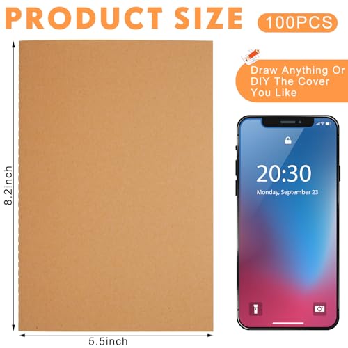 Image of Mimorou 100 Pcs A5 Journals Notebooks Bulk,Brown, Navy,Lined | Kraft Softcover Small Notebooks 5.5 Inch x 8.3 Inch Notepads with 60 Page 30 Sheet for Writing Sketch Travel Office Supplies