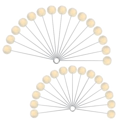 30 PCS Wool Daubers Ball Brush Leather Dye Tool with Metal Handle, Shoe Dye Applicator Brush Wool Balls Brushes, Dauber Applicator for Oil Leather Craft Tools and Supplies for DIY Crafts Shoe Polish